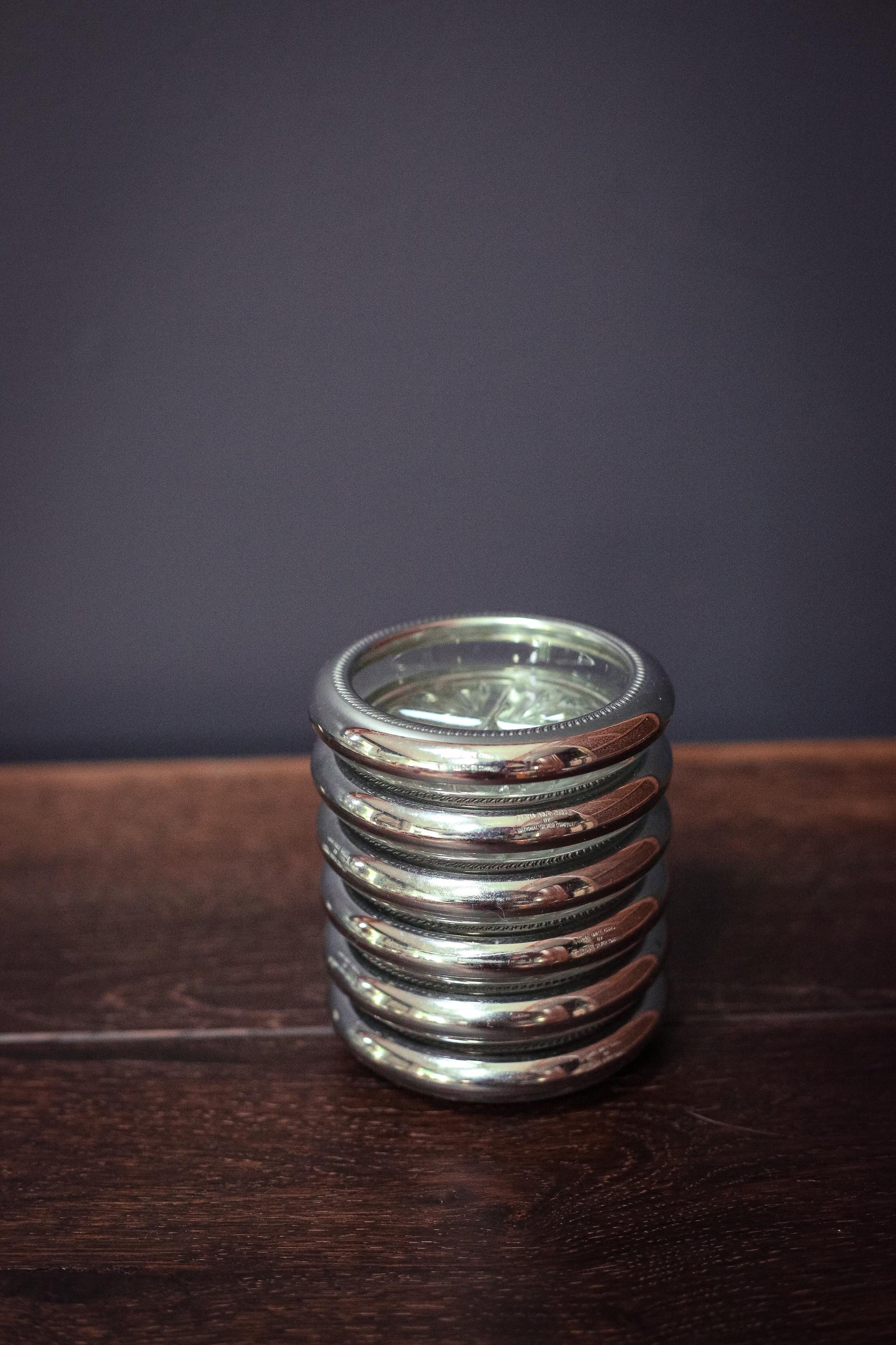 Silver Plated Crystal Coasters by National Silver Co - Vintage MCM Barware