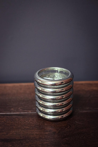 Silver Plated Crystal Coasters by National Silver Co - Vintage MCM Barware