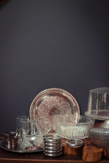 Silver Plated Crystal Coasters by National Silver Co - Vintage MCM Barware