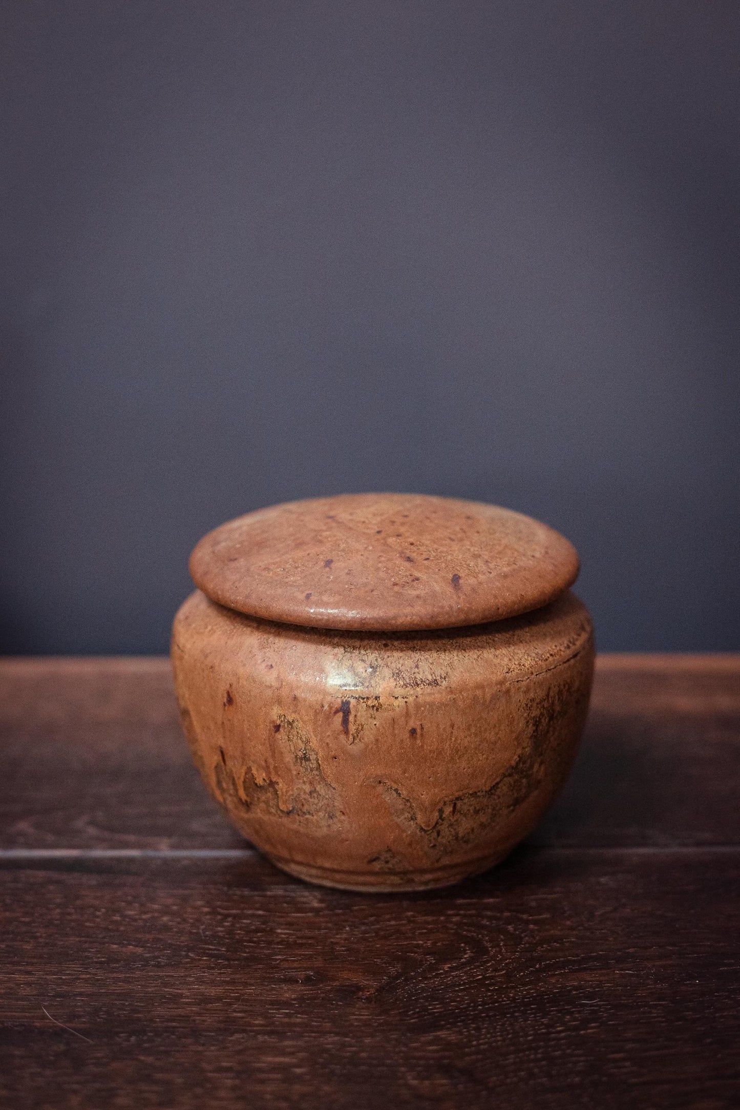 Speckle Glazed Ceramic Canister with Lid - Vintage Studio Ceramic Pottery Container