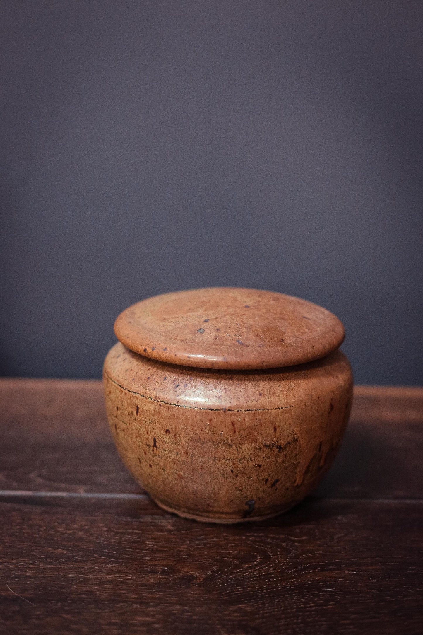 Speckle Glazed Ceramic Canister with Lid - Vintage Studio Ceramic Pottery Container