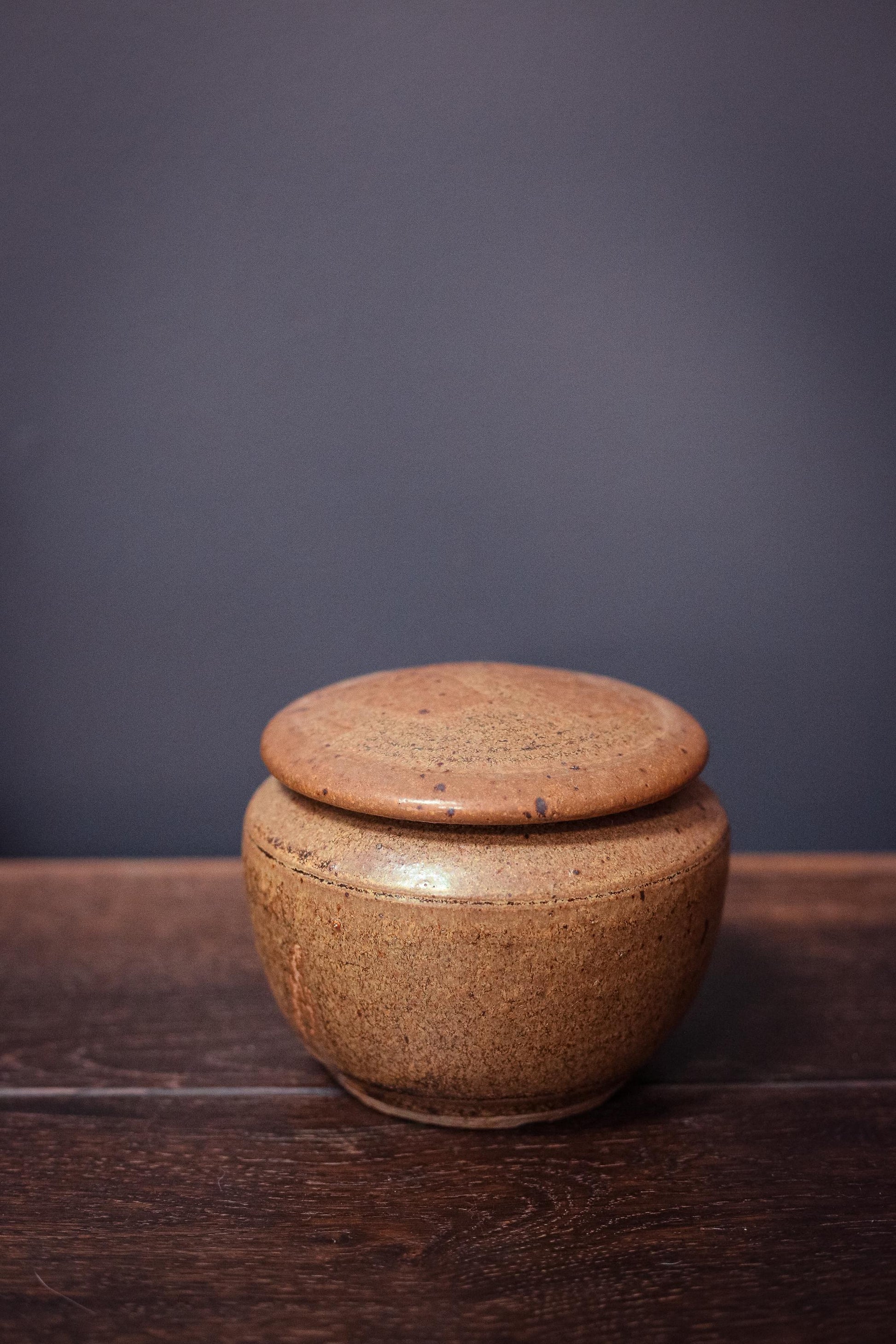 Speckle Glazed Ceramic Canister with Lid - Vintage Studio Ceramic Pottery Container