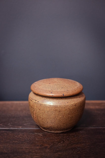 Speckle Glazed Ceramic Canister with Lid - Vintage Studio Ceramic Pottery Container