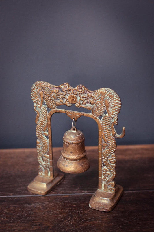 Korean Brass Bell Stand - Vintage Solid Brass Bell