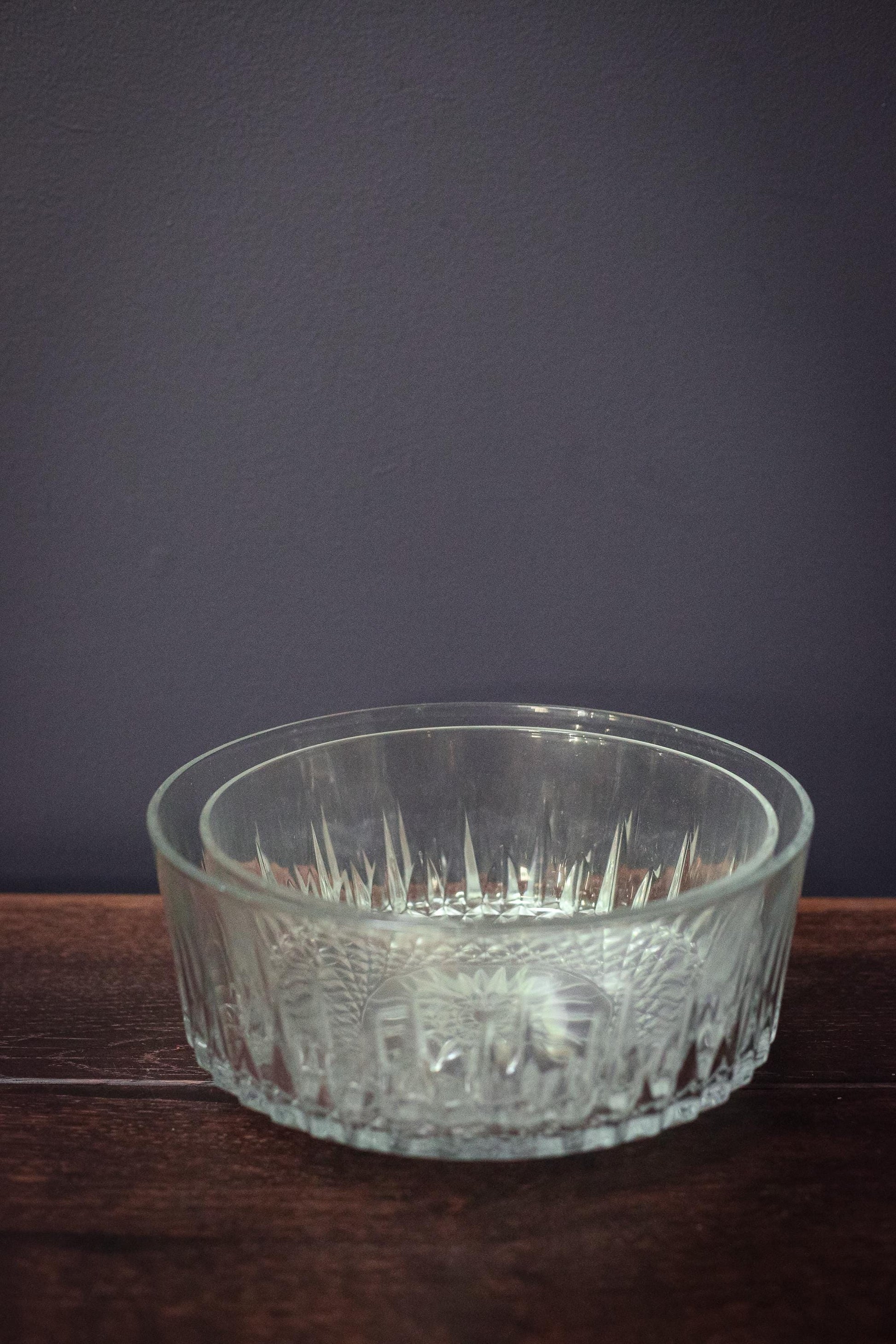 Pair of Arcoroc Diamant Serving Bowls - Vintage Arcoroc France Tempered Glass Nesting Bowls