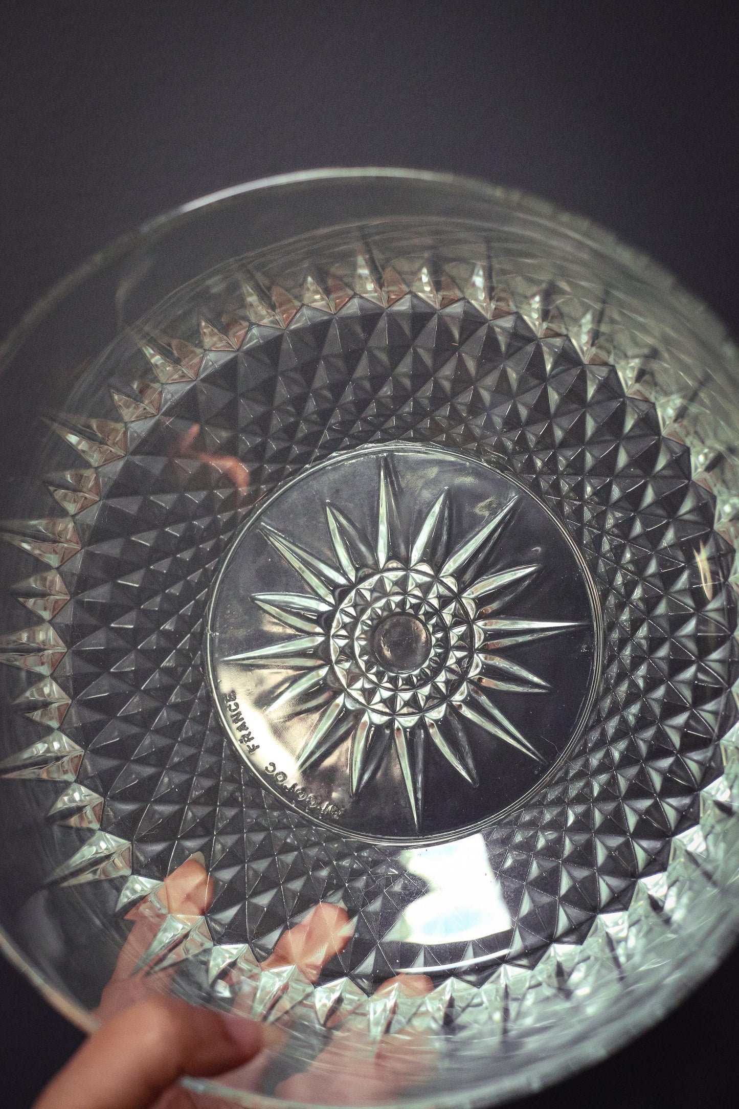 Pair of Arcoroc Diamant Serving Bowls - Vintage Arcoroc France Tempered Glass Nesting Bowls