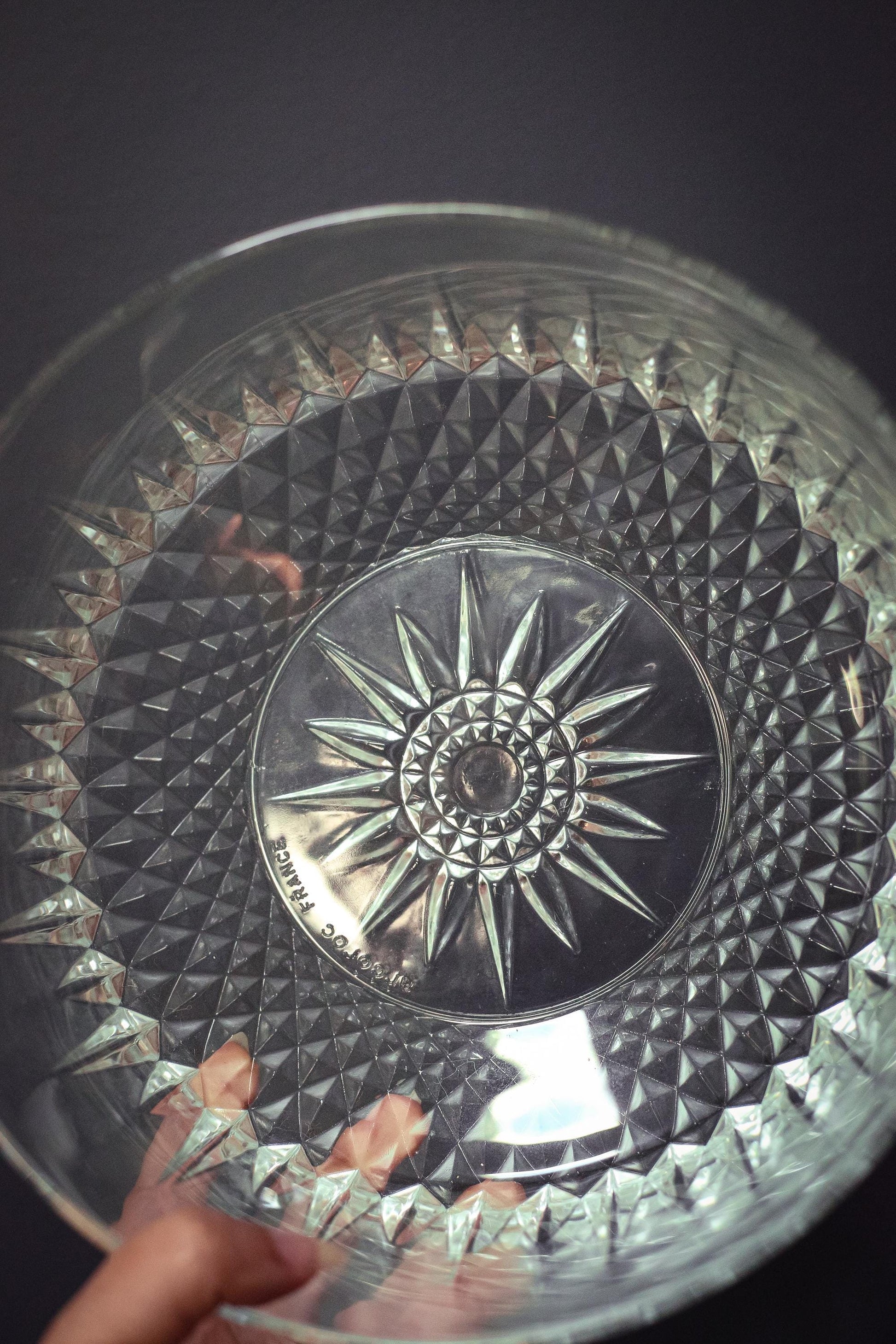 Pair of Arcoroc Diamant Serving Bowls - Vintage Arcoroc France Tempered Glass Nesting Bowls