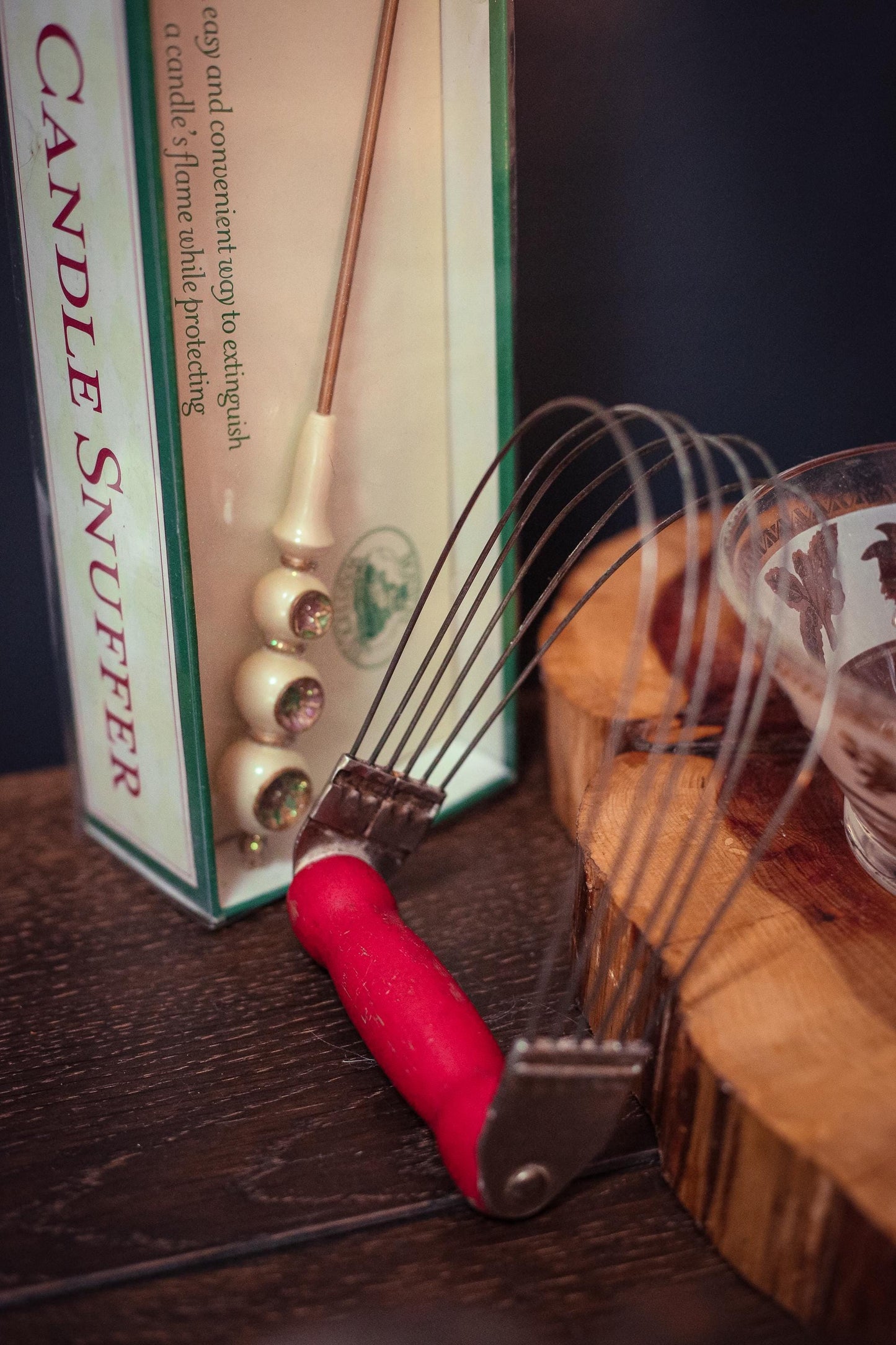 Red Wood Handle Dough Cutter - Vintage Country Farmhouse Kitchen Utensil