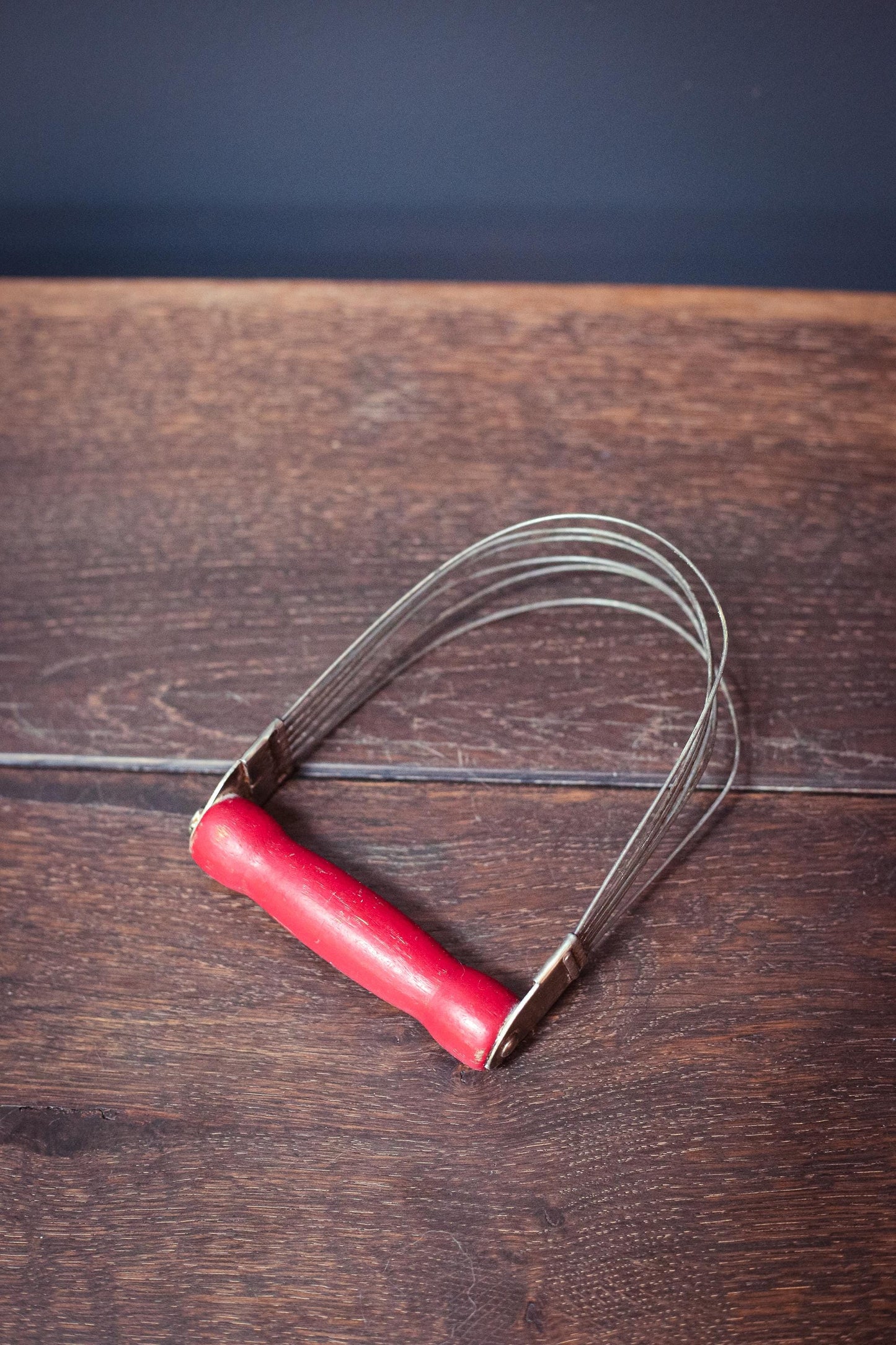 Red Wood Handle Dough Cutter - Vintage Country Farmhouse Kitchen Utensil