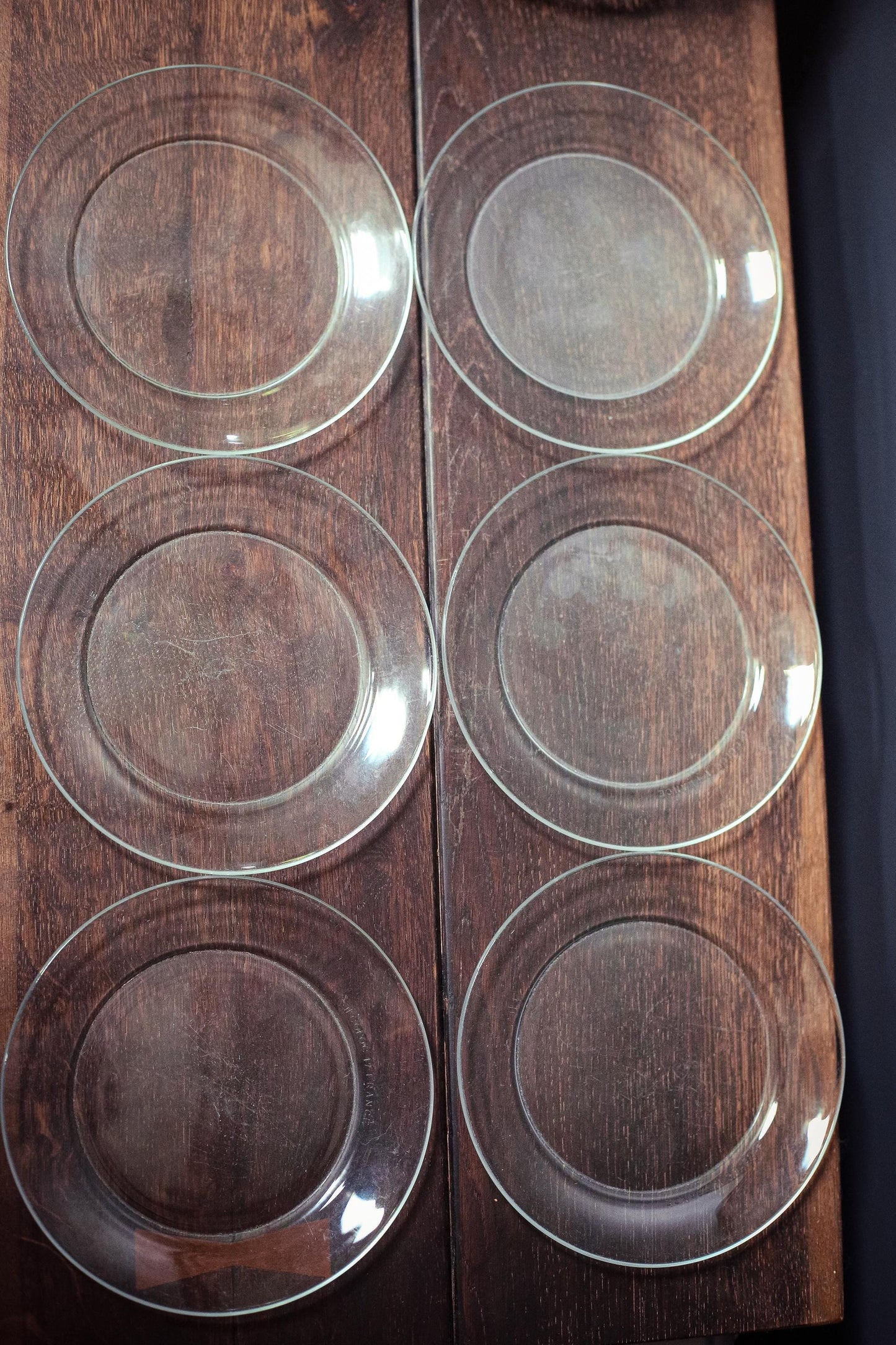 Set of 6 Arcoroc Glass 7" Fruit Plates - Vintage Arcoroc France Classique Clear Coupe Tempered Glass Salad Plates