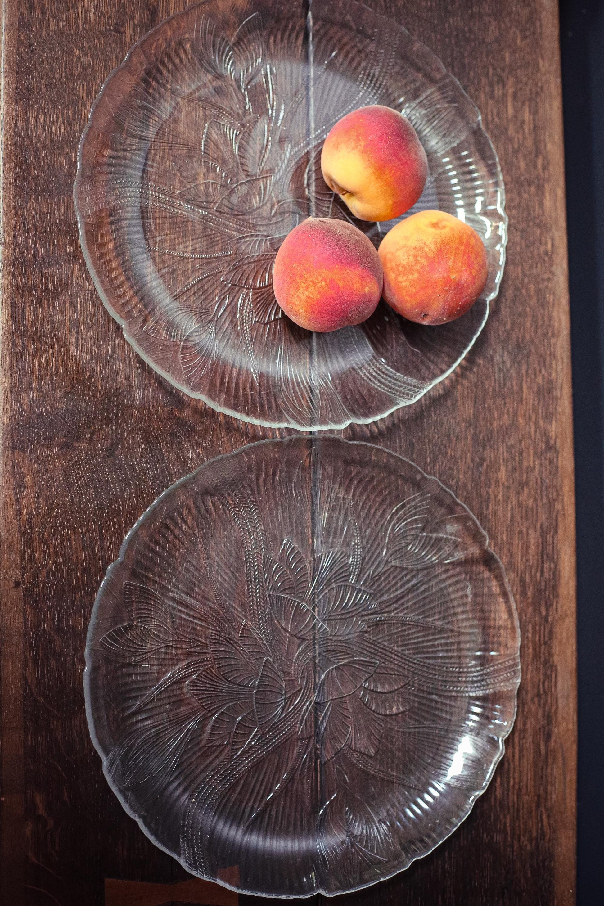 Arcoroc Canterbury Crocus Glass Dinner Plates - Vintage Glass Serving Platters