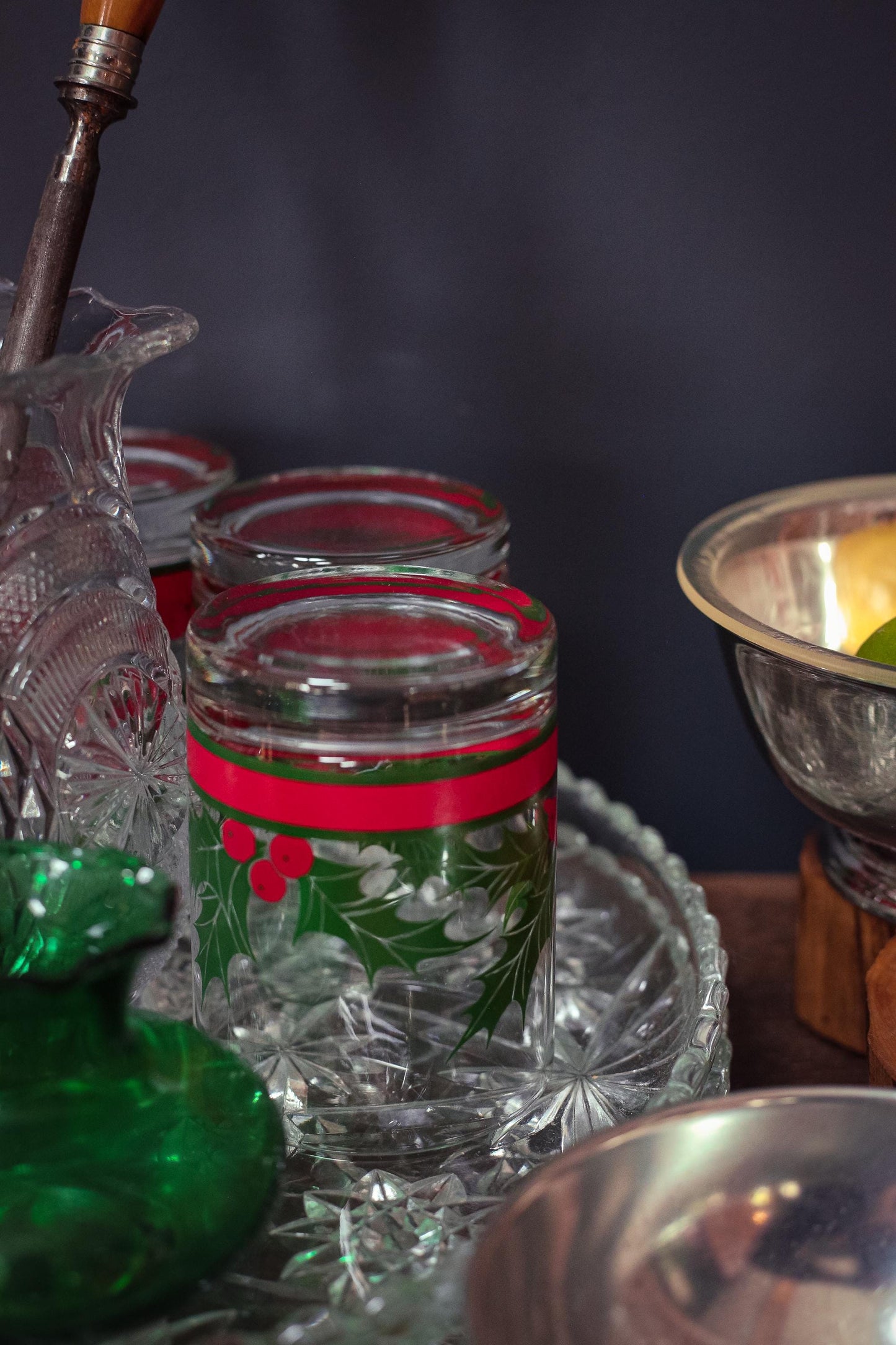 Set of 2 Anchor Hocking Prescut Extra Large Clear Torte Plates - Vintage Large Crystal Serving Platters