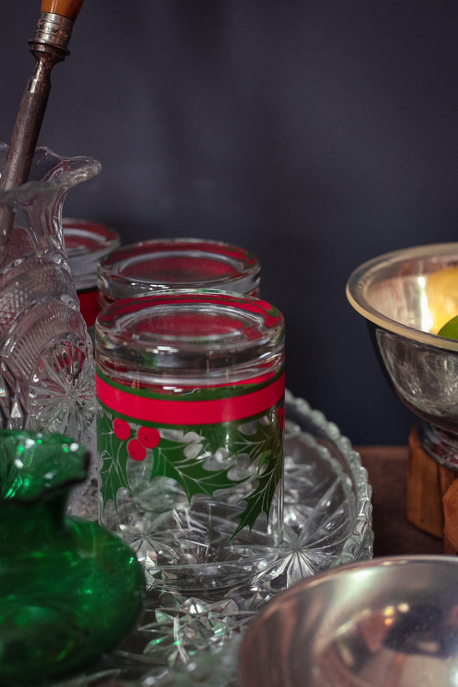 Set of 2 Anchor Hocking Prescut Extra Large Clear Torte Plates - Vintage Large Crystal Serving Platters