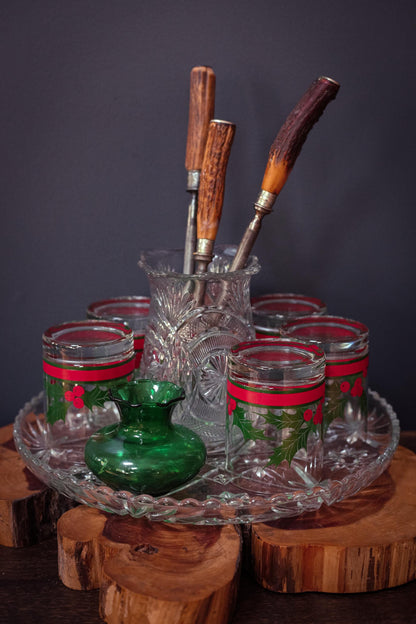 Set of 2 Anchor Hocking Prescut Extra Large Clear Torte Plates - Vintage Large Crystal Serving Platters