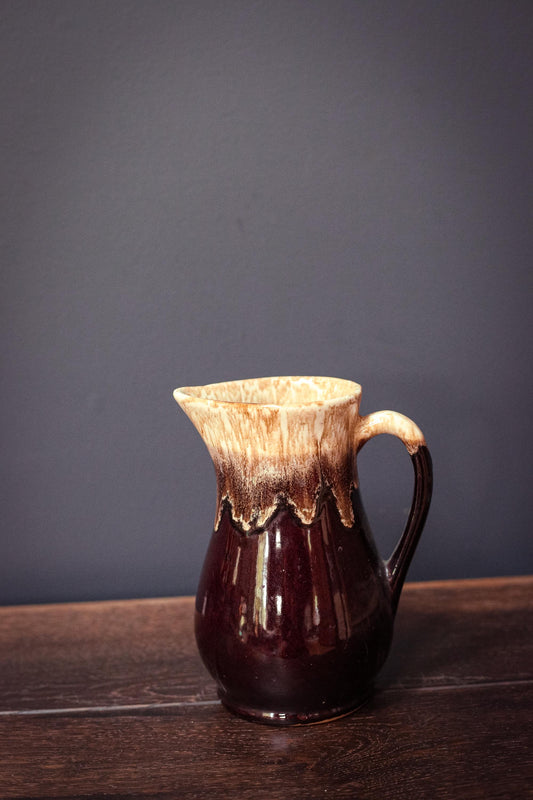 Brown Drip Glaze Milk/Cream Pitcher - Vintage Midcentury Modern Drip Glaze Pottery