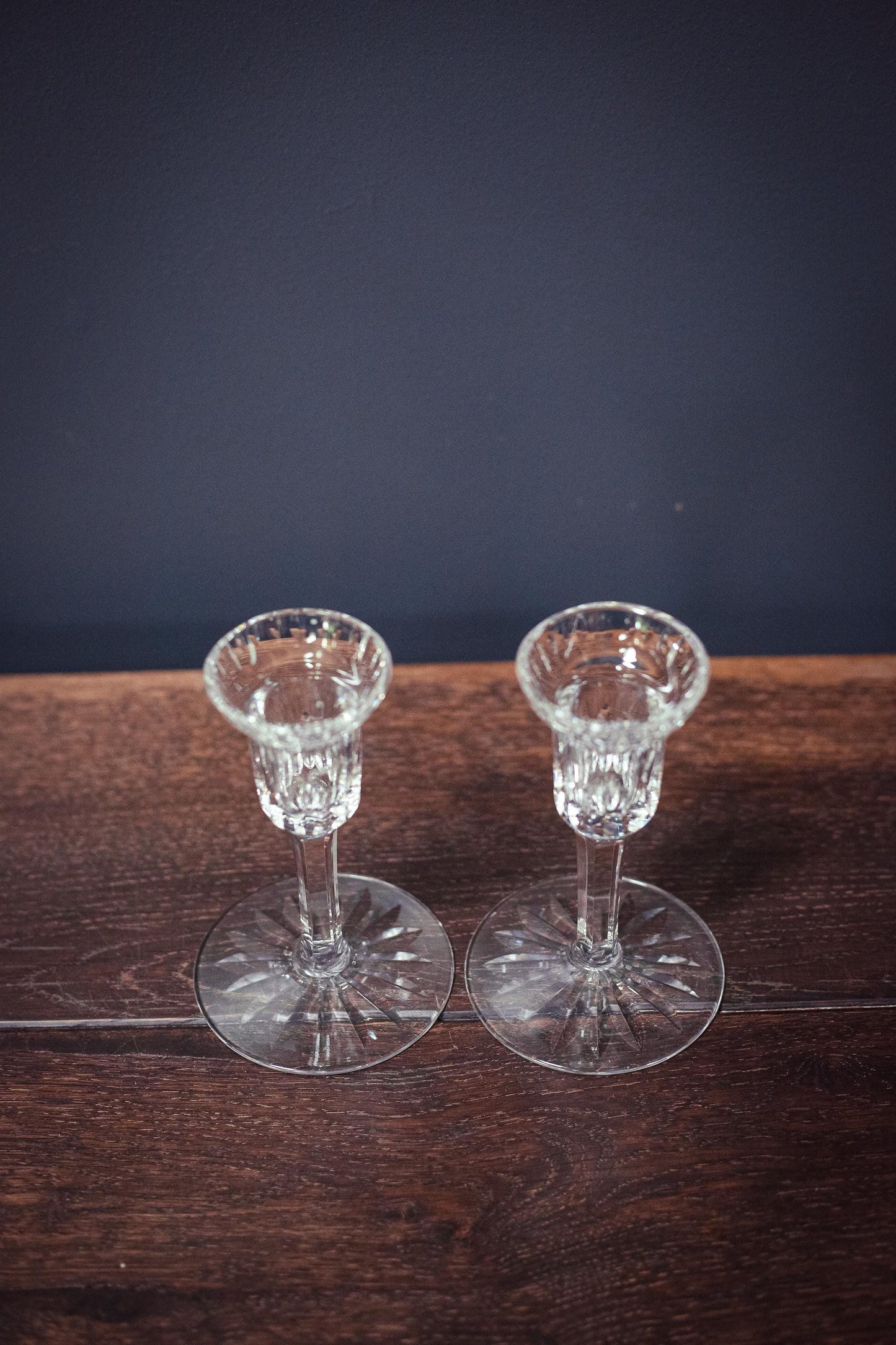 Pair of Waterford Carina Eileen Crystal Candle Holders - Vintage 6" Crystal Candle Bases