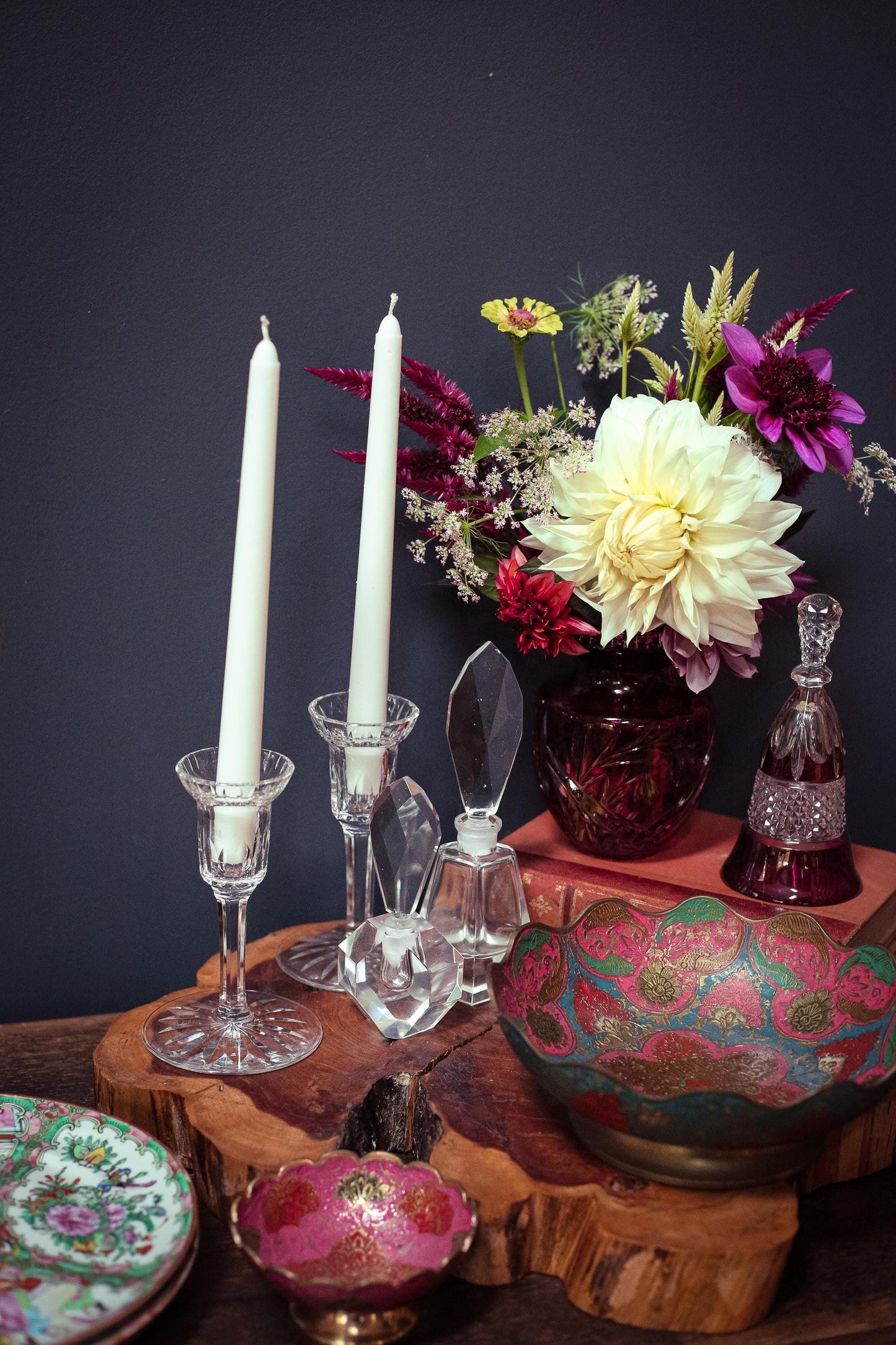 Pair of Waterford Carina Eileen Crystal Candle Holders - Vintage 6" Crystal Candle Bases