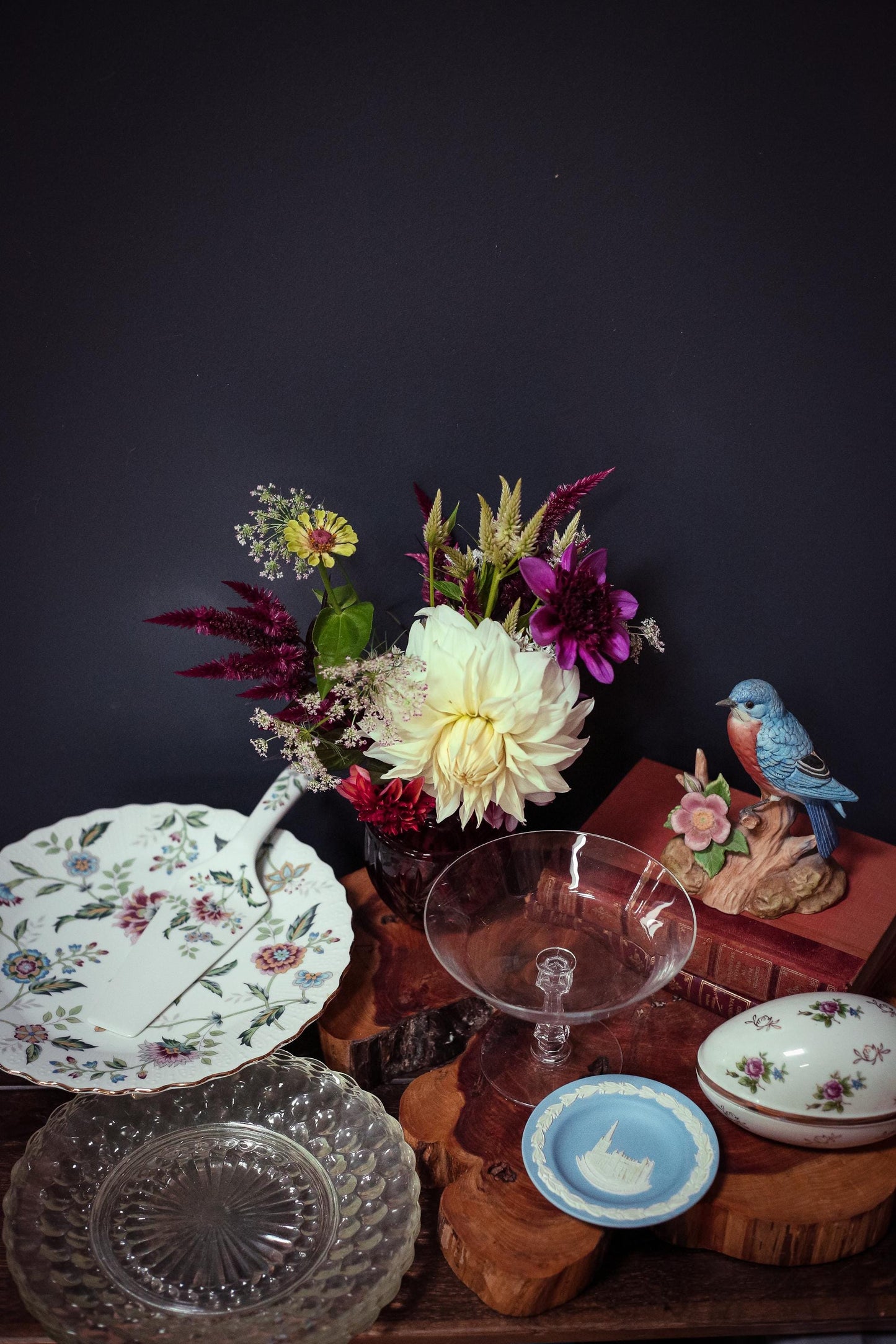Set of 4 Anchor Hocking Bubble Clear Glass Dinner Plates - Vintage Depression Glass Tableware