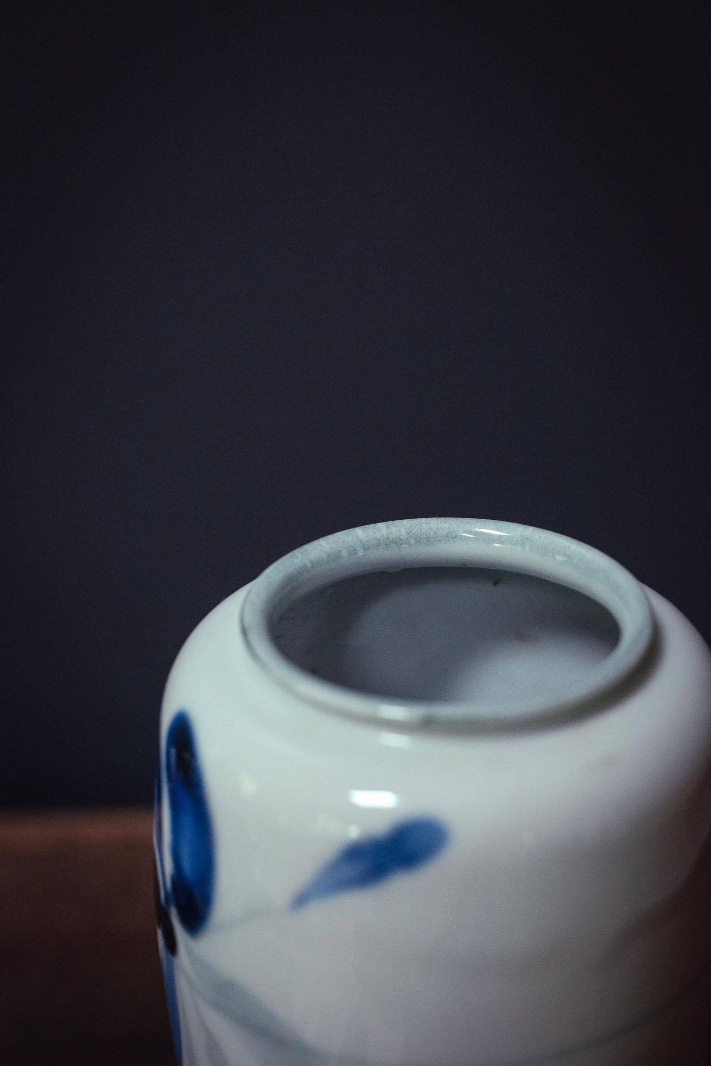 Japanese Celadon and Indigo Brushstroke Floral Vase - Vintage Handpainted Fukagawa Arita