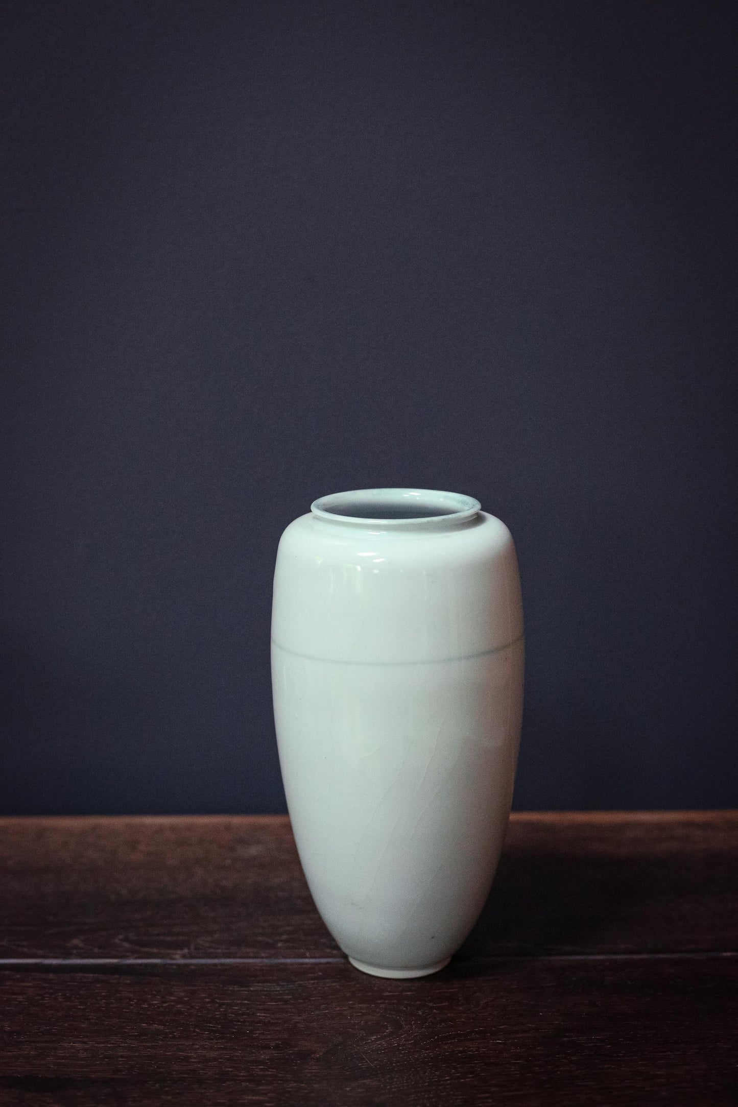 Japanese Celadon and Indigo Brushstroke Floral Vase - Vintage Handpainted Fukagawa Arita