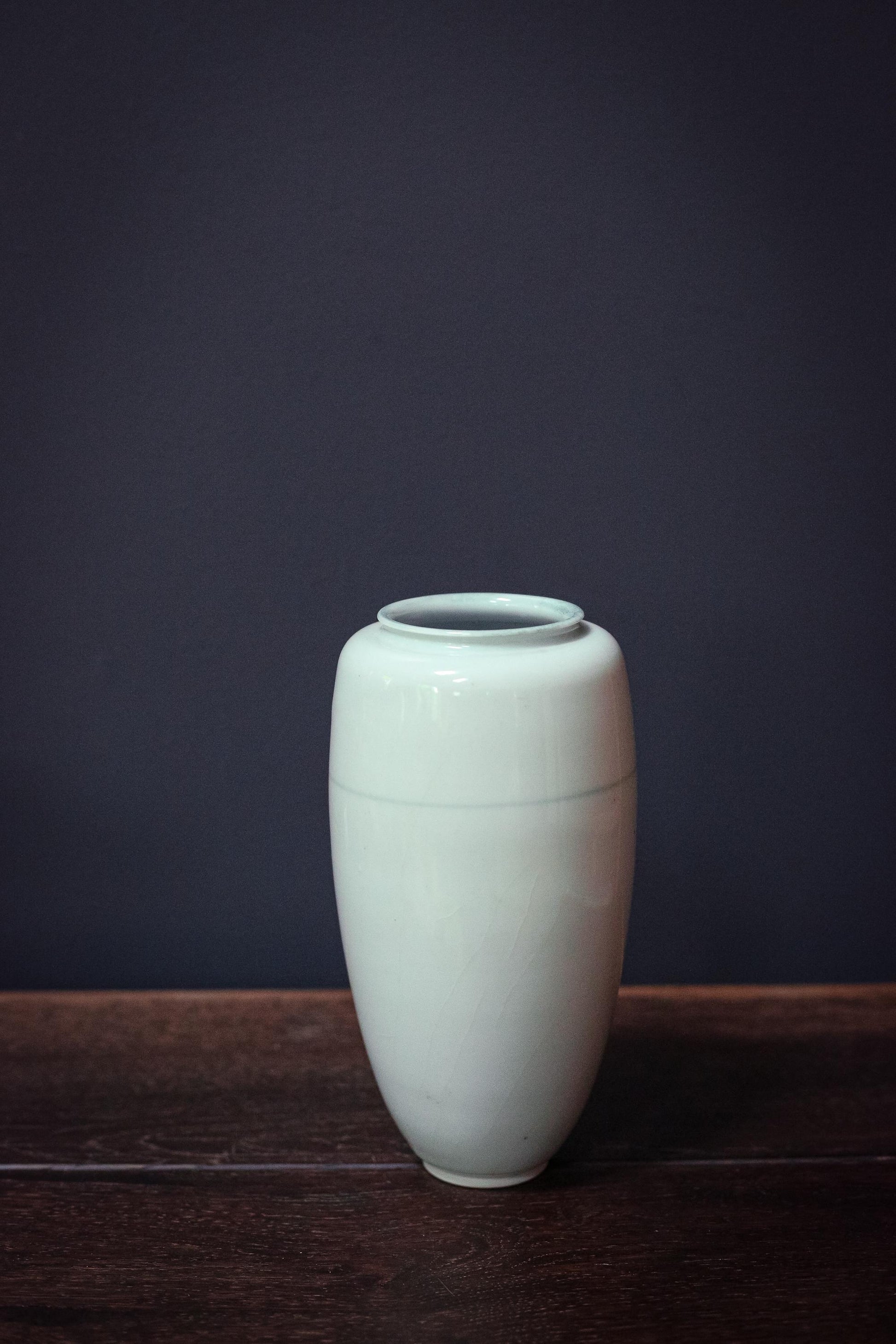 Japanese Celadon and Indigo Brushstroke Floral Vase - Vintage Handpainted Fukagawa Arita