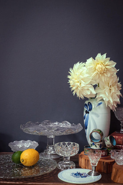 Japanese Celadon and Indigo Brushstroke Floral Vase - Vintage Handpainted Fukagawa Arita