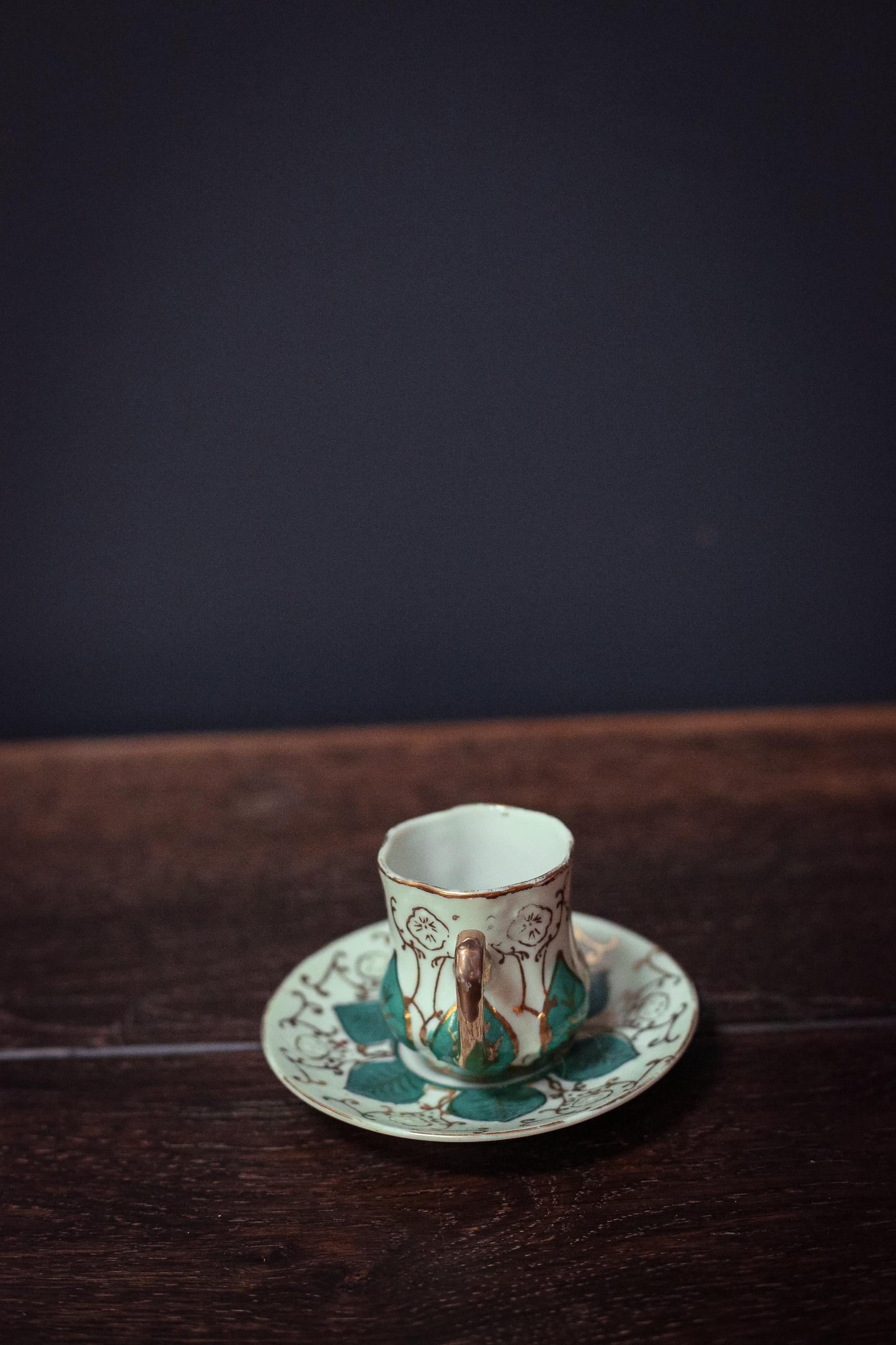 Ardalt Japan Petite Gilded Cup and Saucer - Vintage Hand Painted Porcelain Teacup Set