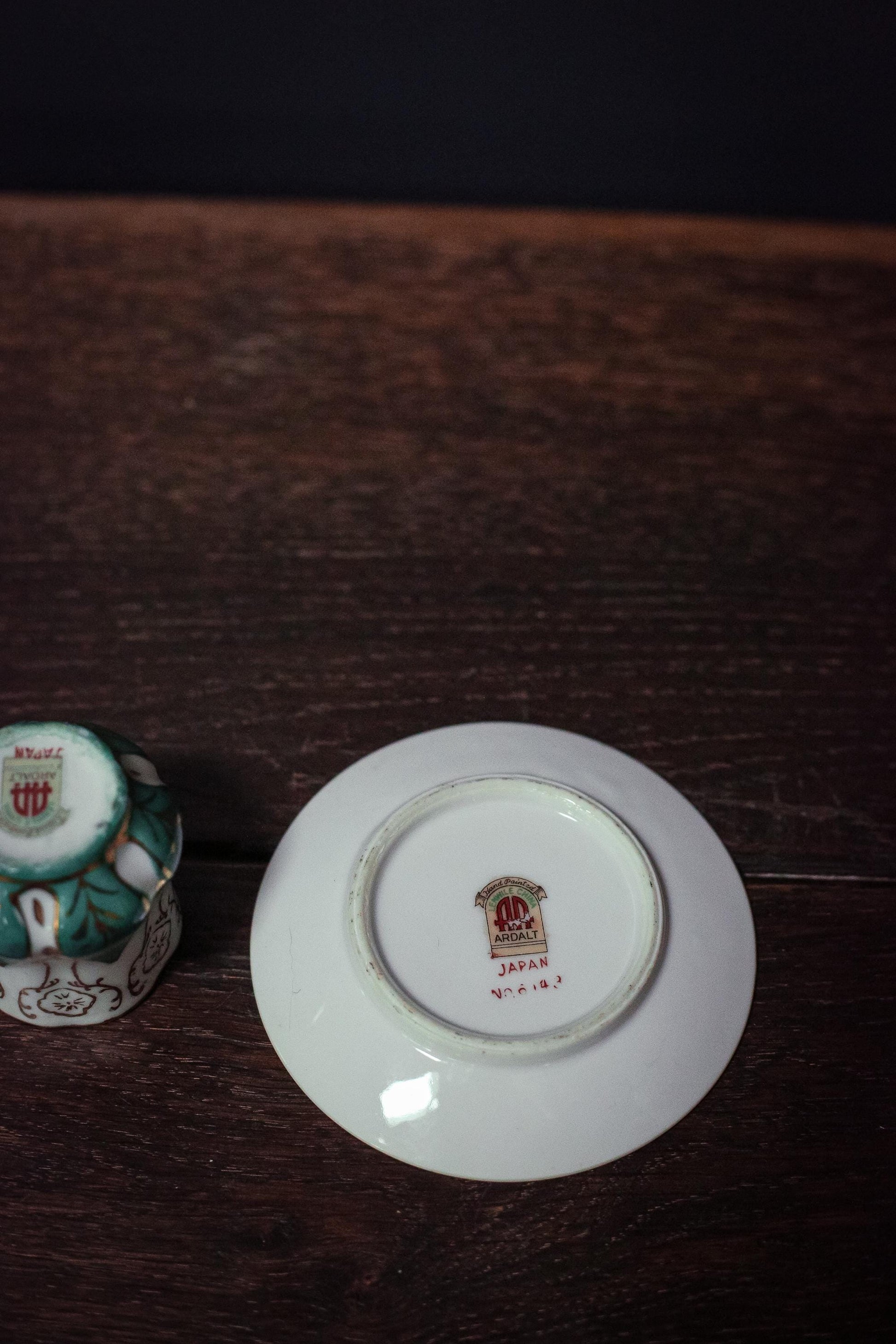 Ardalt Japan Petite Gilded Cup and Saucer - Vintage Hand Painted Porcelain Teacup Set