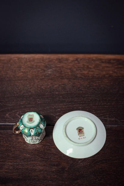 Ardalt Japan Petite Gilded Cup and Saucer - Vintage Hand Painted Porcelain Teacup Set