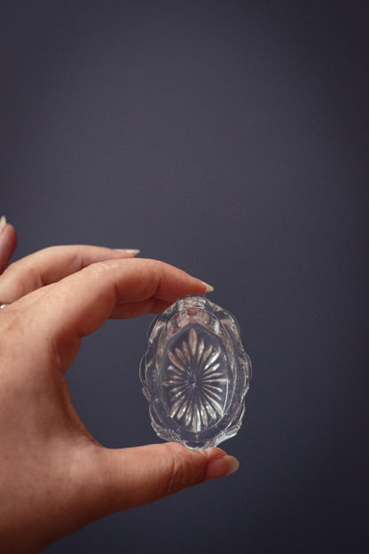 Matching Pair of Oval Salt Cellars - Vintage Crystal Salt Bowl