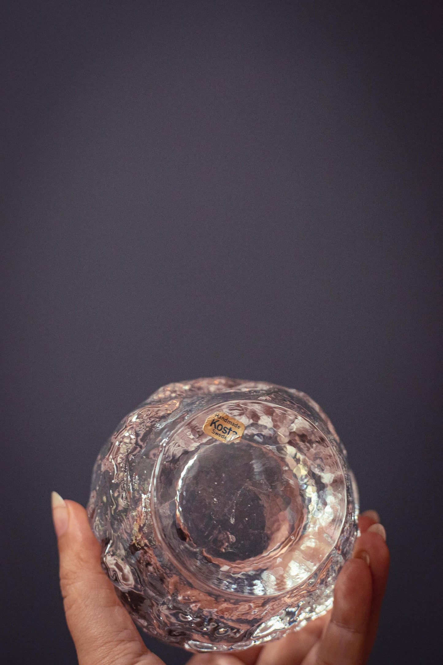 Kosta Boda Medium Snowball Votive Candle Holder - Vintage Ann Wolf Swedish Glass Candle Holder