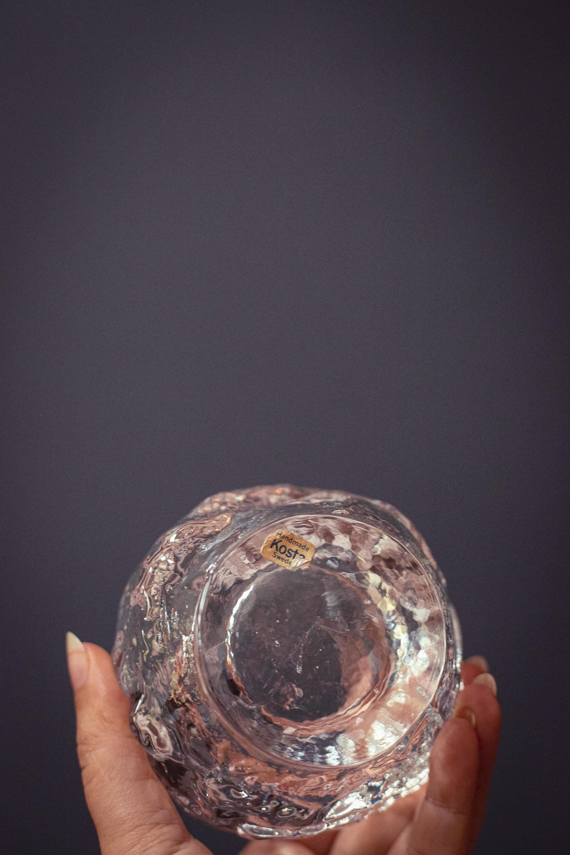 Kosta Boda Medium Snowball Votive Candle Holder - Vintage Ann Wolf Swedish Glass Candle Holder