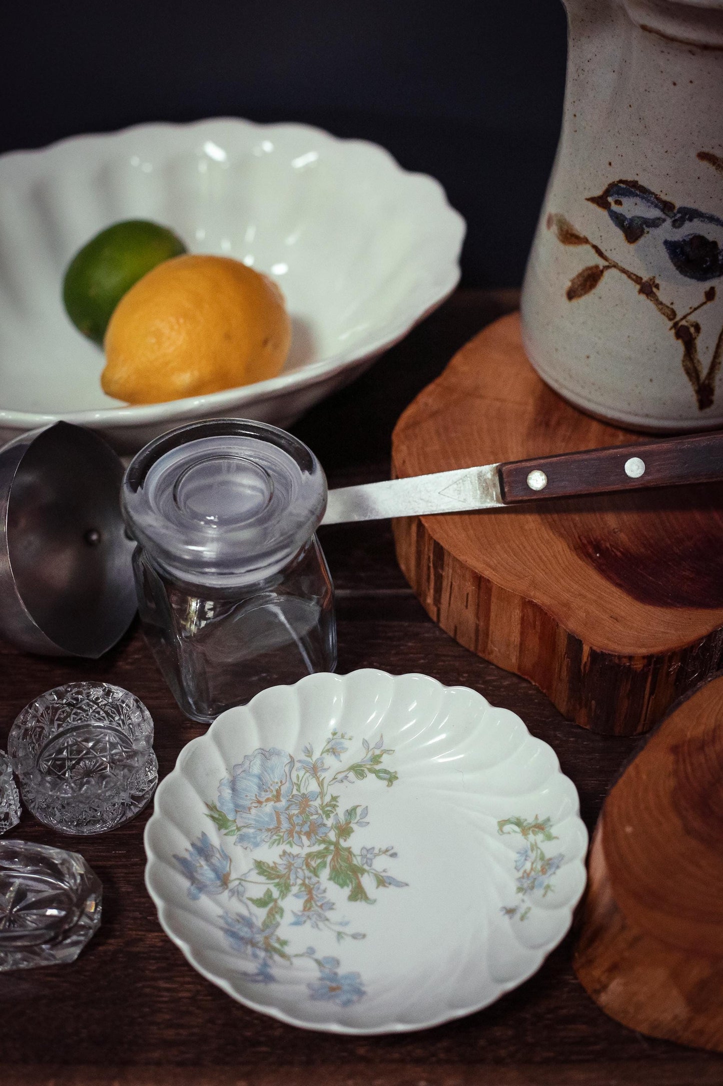 Small Glass Canister Square Base Round Lid - Vintage Apothecary Style Jar