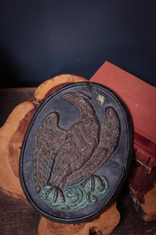 Cast Iron Eagle INA Insurance Plaque - Vintage 11" Cast Iron Wall Hanging Sign