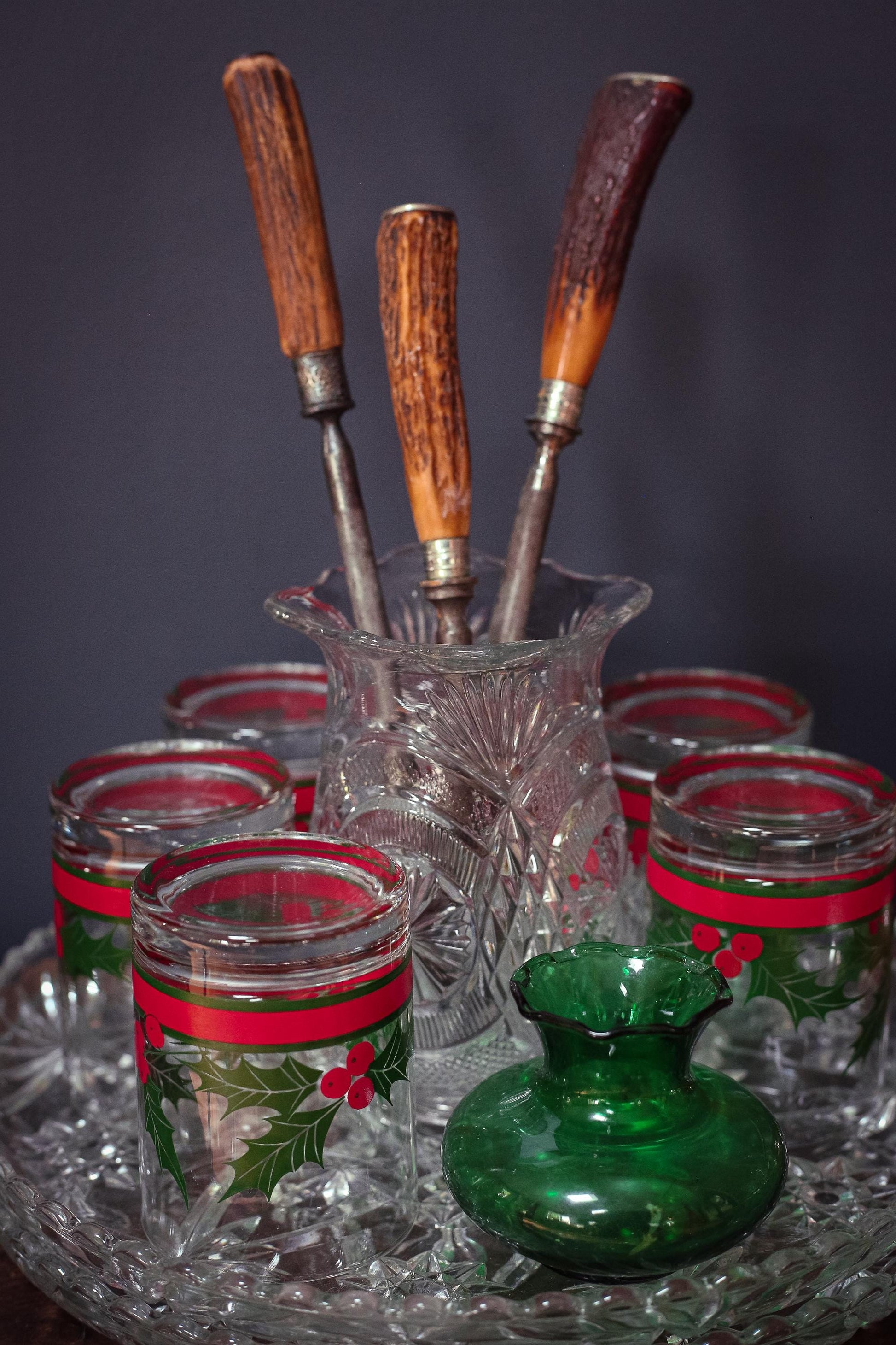 JA Henckels Germany Antler Handle Carving Fork & Sharpener - Vintage German Carving Set