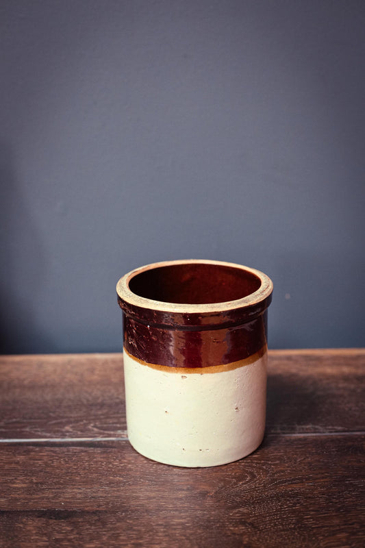Small Ironstone Brown Glaze Crock - Vintage Ceramic Crock