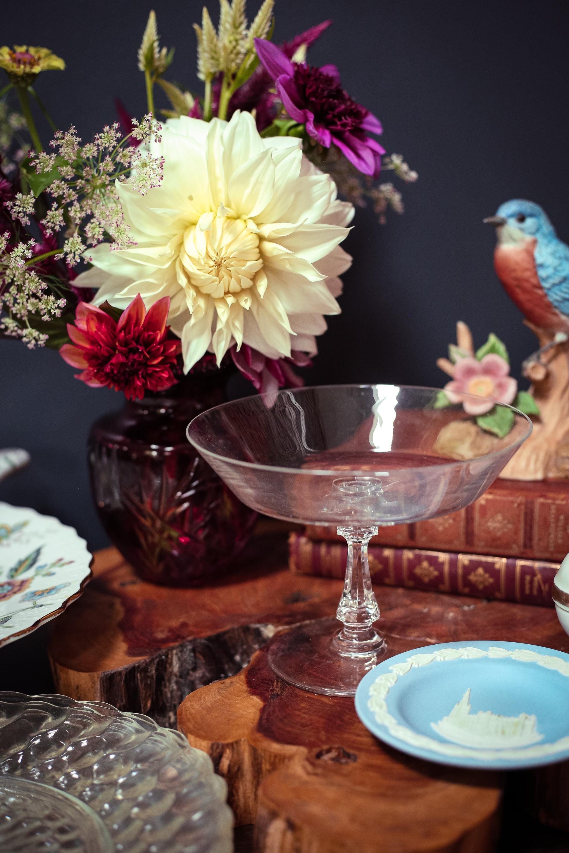 Val St Lambert Crystal Compote Bowl - Vintage Crystal Concerto Compote