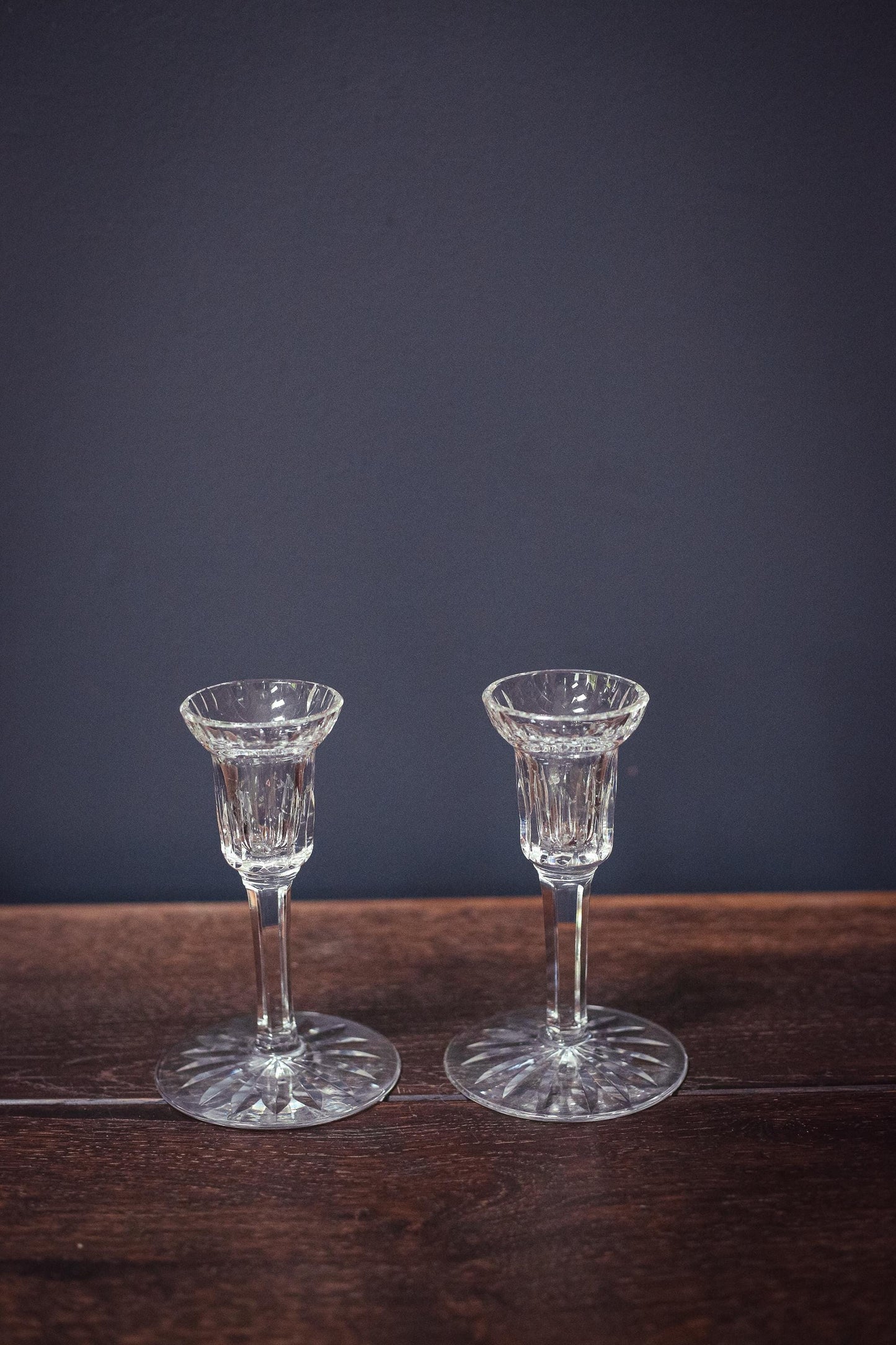 Pair of Waterford Carina Eileen Crystal Candle Holders - Vintage 6" Crystal Candle Bases
