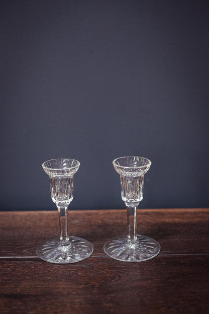 Pair of Waterford Carina Eileen Crystal Candle Holders - Vintage 6" Crystal Candle Bases