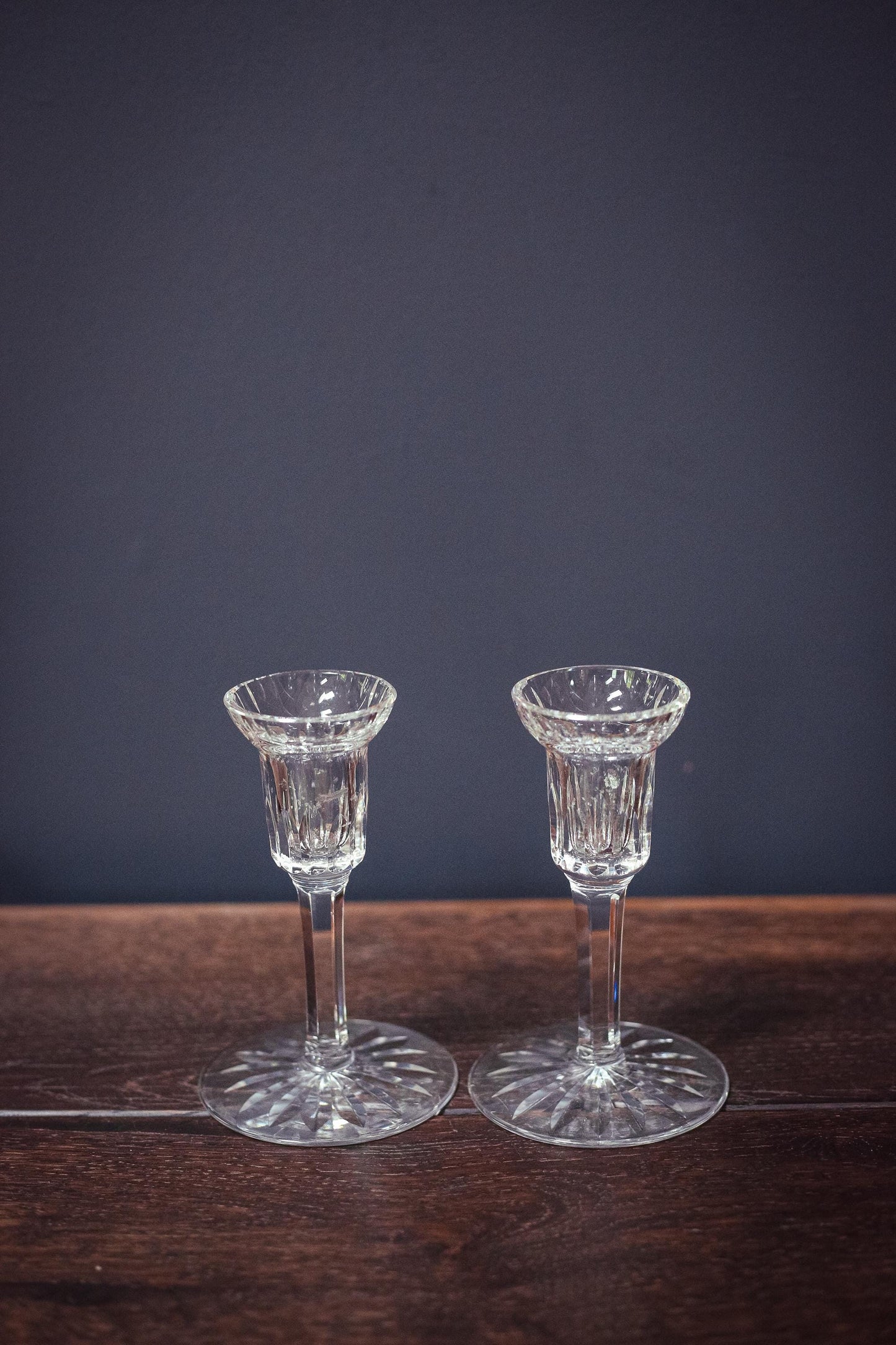 Pair of Waterford Carina Eileen Crystal Candle Holders - Vintage 6" Crystal Candle Bases