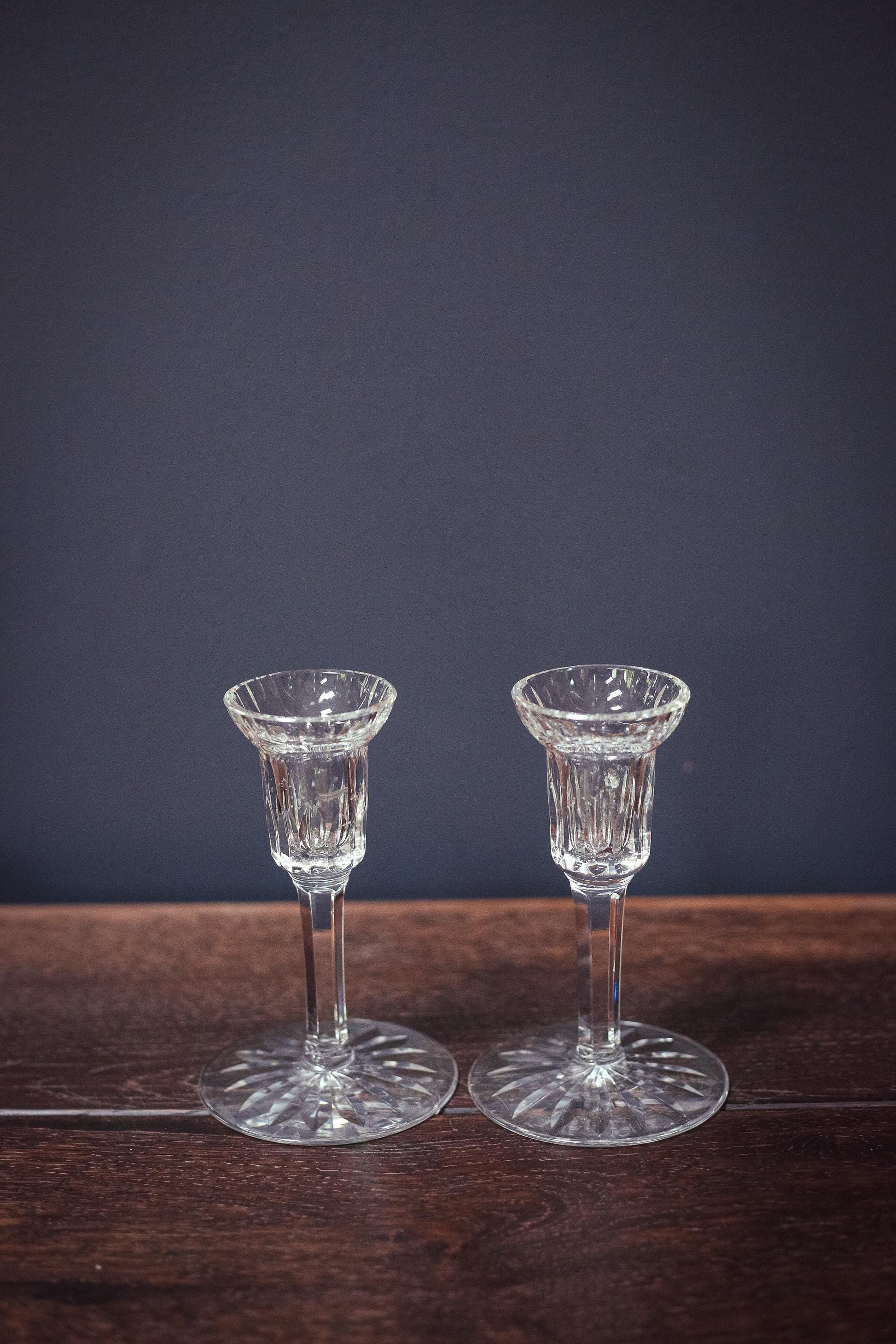 Pair of Waterford Carina Eileen Crystal Candle Holders - Vintage 6" Crystal Candle Bases