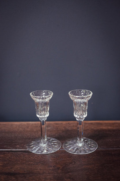Pair of Waterford Carina Eileen Crystal Candle Holders - Vintage 6" Crystal Candle Bases