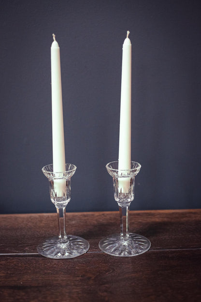 Pair of Waterford Carina Eileen Crystal Candle Holders - Vintage 6" Crystal Candle Bases