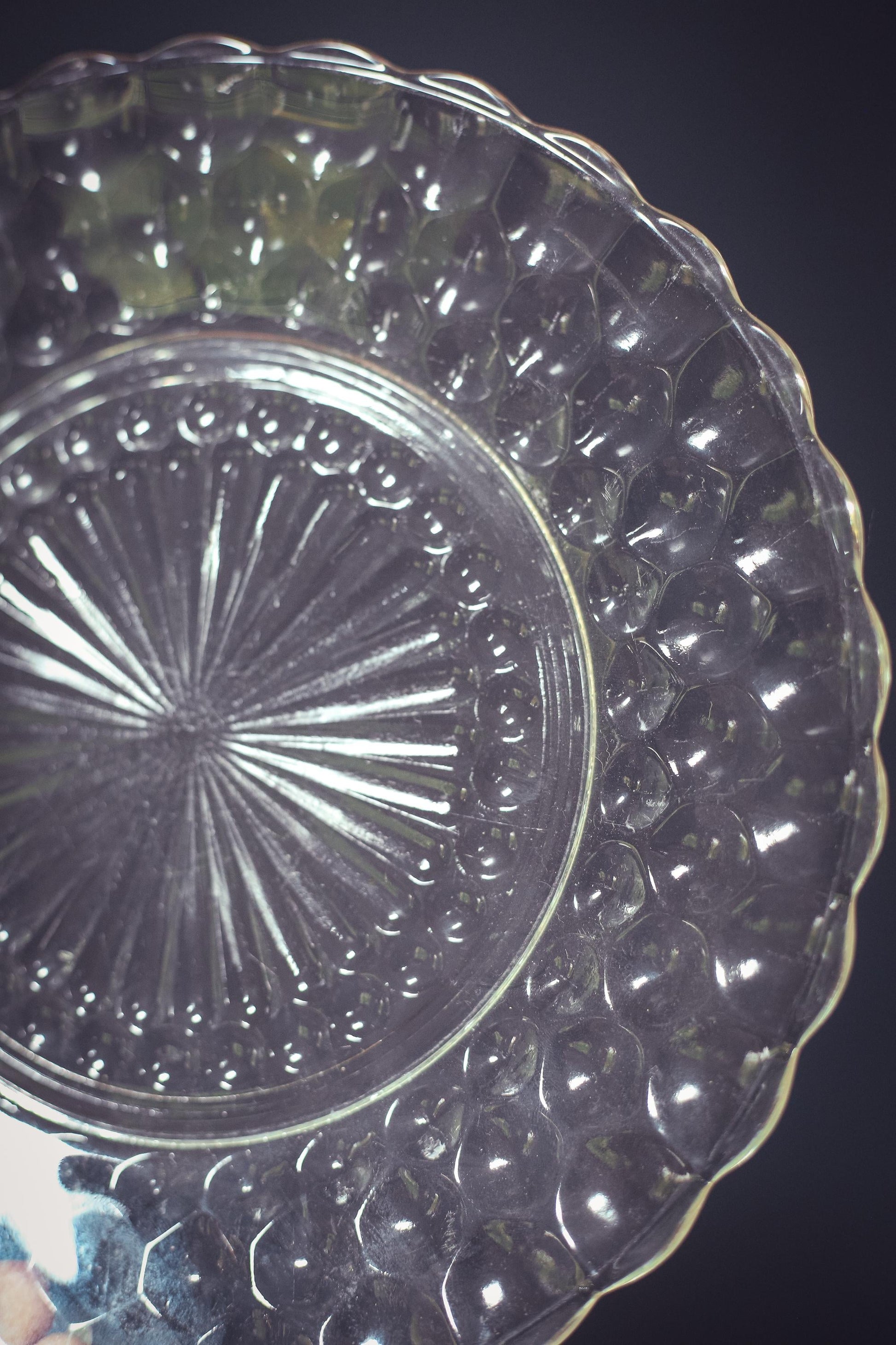 Set of 4 Anchor Hocking Bubble Clear Glass Dinner Plates - Vintage Depression Glass Tableware