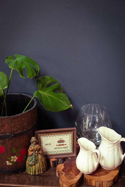 Large 13" Tole Strawberry Wooden Half Barrel - Antique Tole Painted Wood Wine Barrel Metal Ring