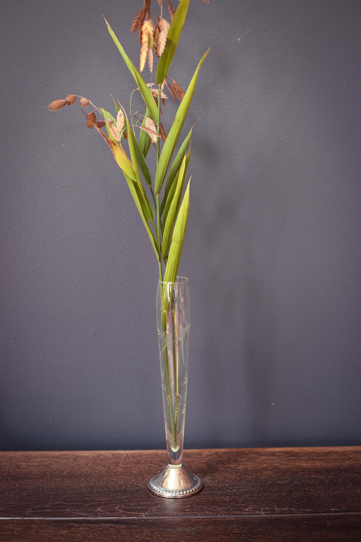 Crystal and Weighted Sterling Duchin Silver Vase - Vintage Weighted Sterling Vase