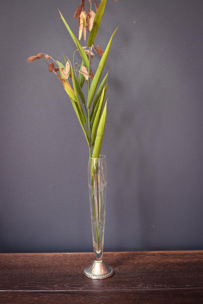 Crystal and Weighted Sterling Duchin Silver Vase - Vintage Weighted Sterling Vase