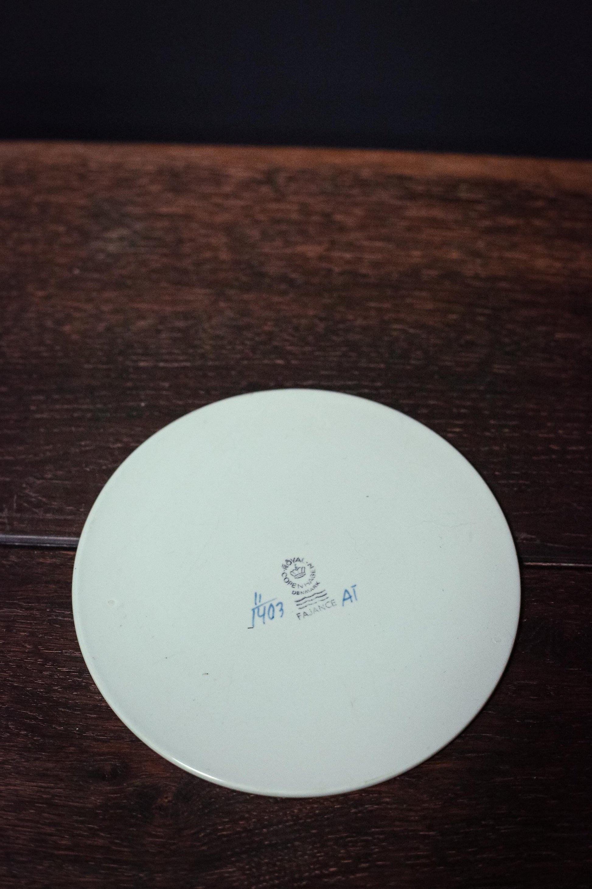 Hand Painted Royal Copenhagen Tranquebar Blue Floral with Lattice Trivet - Vintage Signed Fajance Blue and White Porcelain Ceramic Trivet