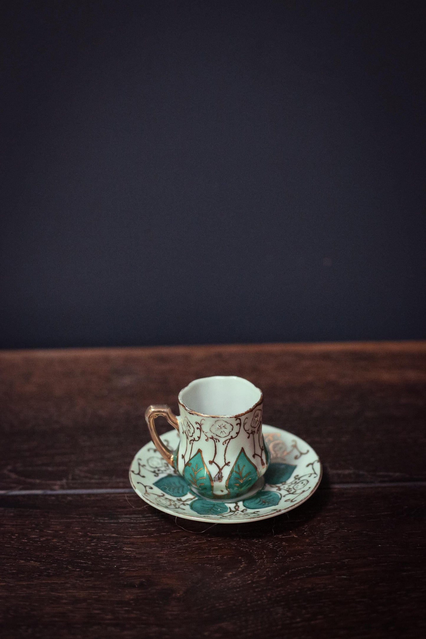 Ardalt Japan Petite Gilded Cup and Saucer - Vintage Hand Painted Porcelain Teacup Set