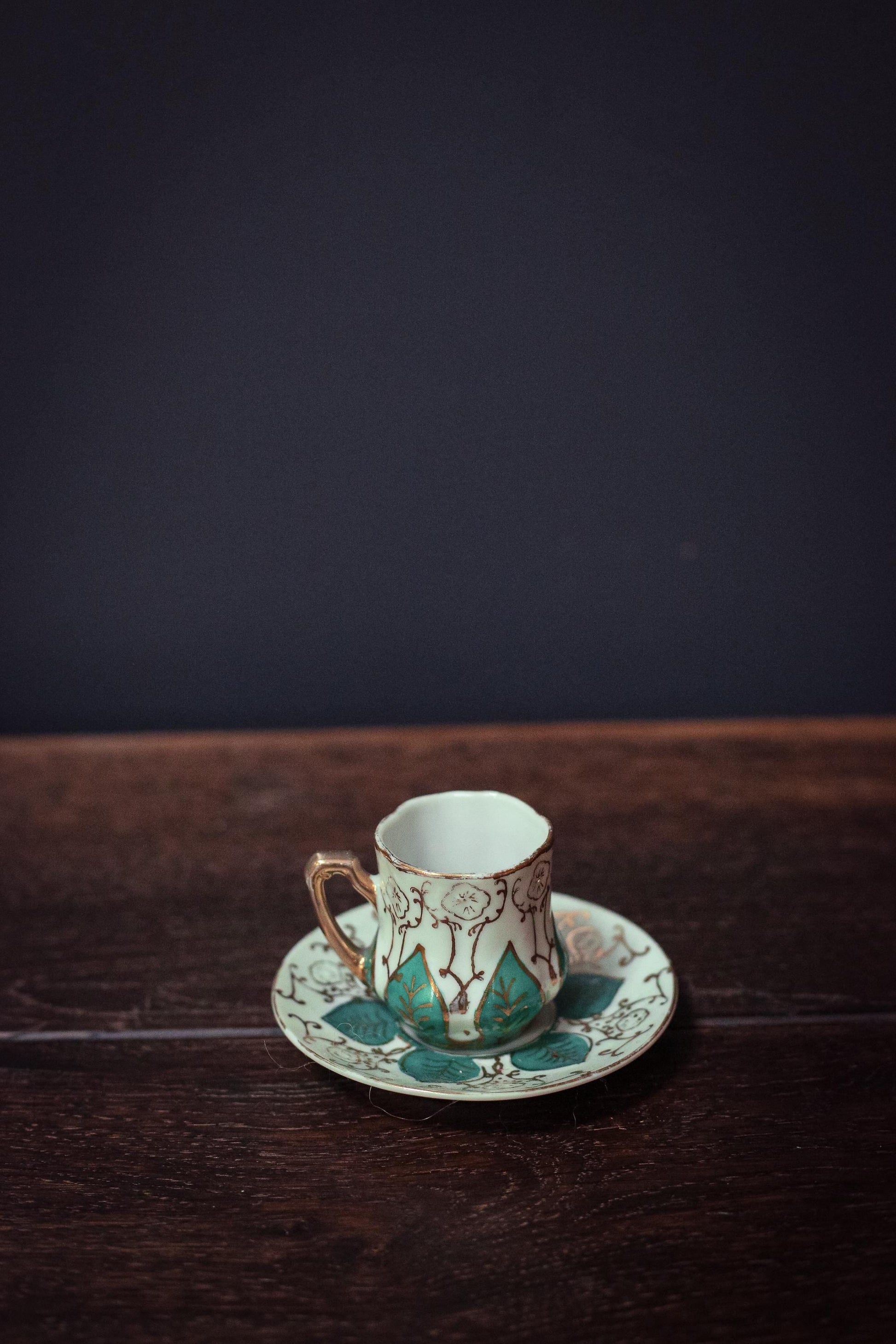 Ardalt Japan Petite Gilded Cup and Saucer - Vintage Hand Painted Porcelain Teacup Set